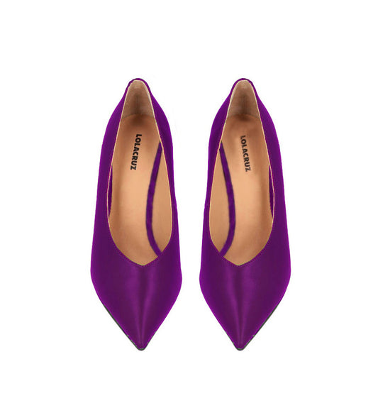 Salón alto en piel morada