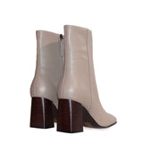 Botín puntera cuadrada en piel taupe