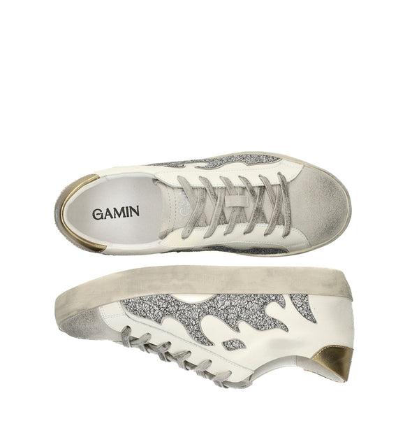 GAMIN Sneakers combinada en glitter platino