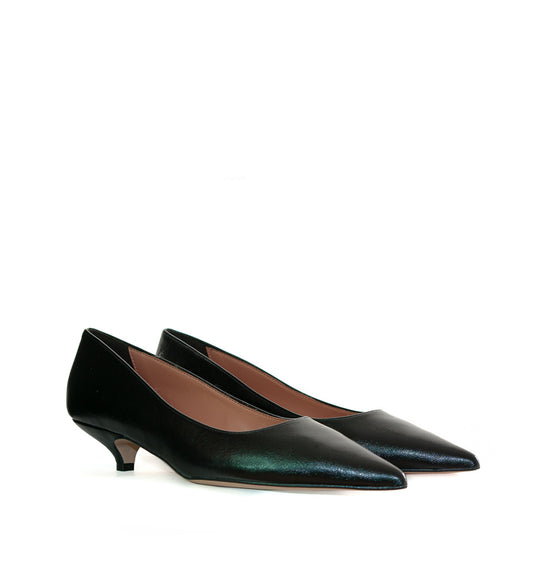 Salón kitten-heel en piel negro