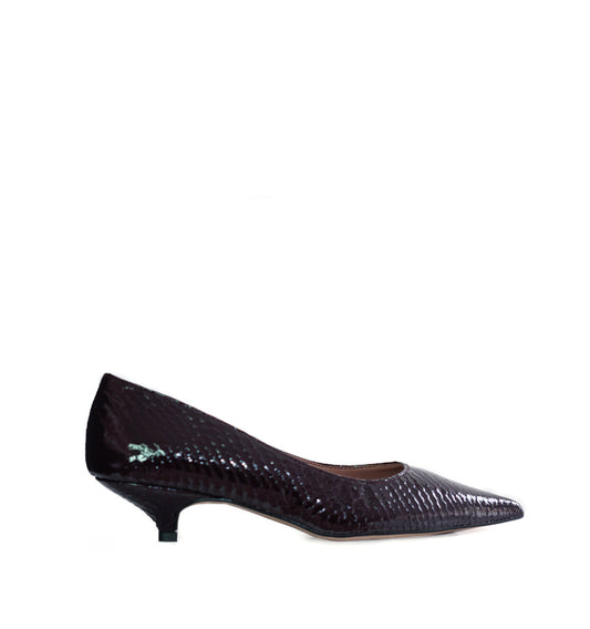 Salón kitten-heel en grabado negro