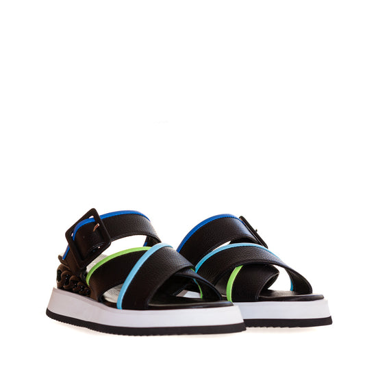 H9643 - Zueco cruzado combinado en negro