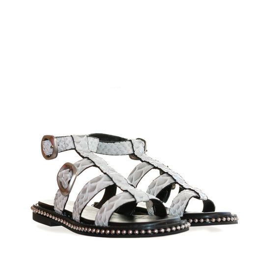 H9718 - Sandalia plana tiras en blanco