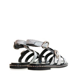 Sandalia plana tiras en blanco