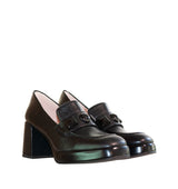 Mocasín plataforma en piel negro