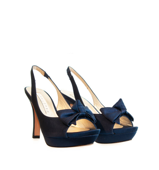 FK262-Destalonado medio plataforma con lazo en raso azul