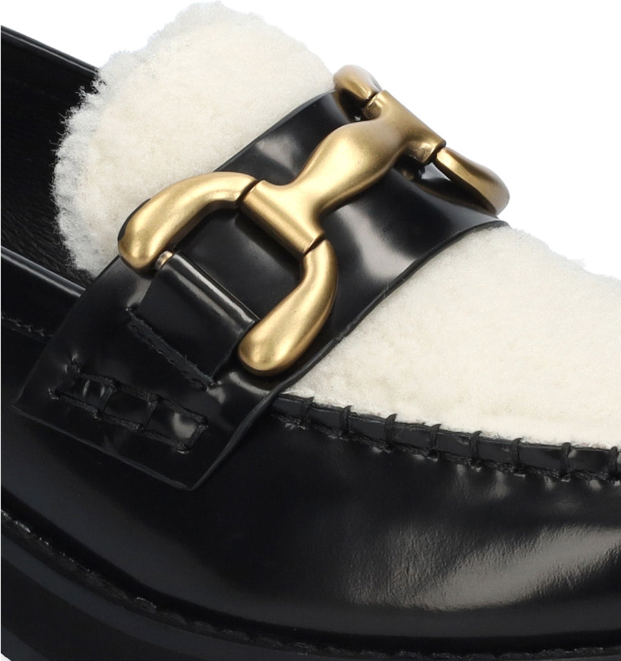 ZAGREB Mocasín track borreguito combi negro/hueso