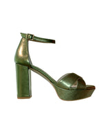 Sandalia plataforma con pulsera en piel verde-e