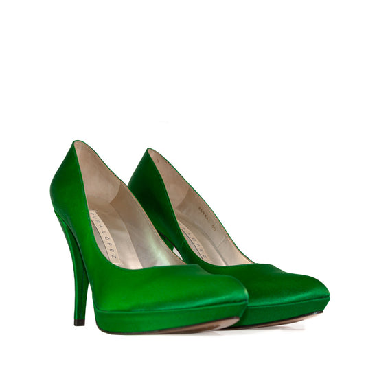 FJ975- Salón plataforma en raso verde