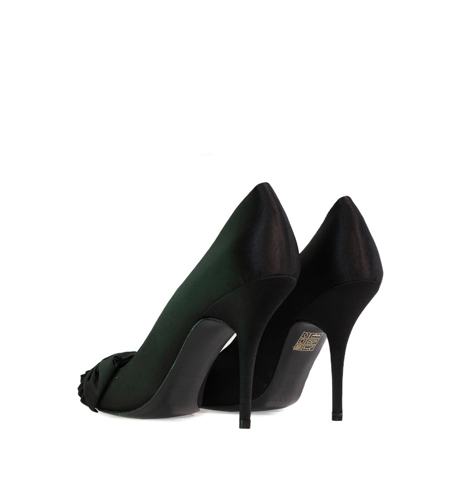 FE831- Salón alto con lazo frunce en raso negro