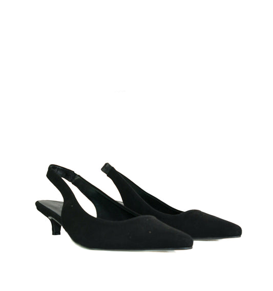 Destalonado tacón Kitten heels en ante negro