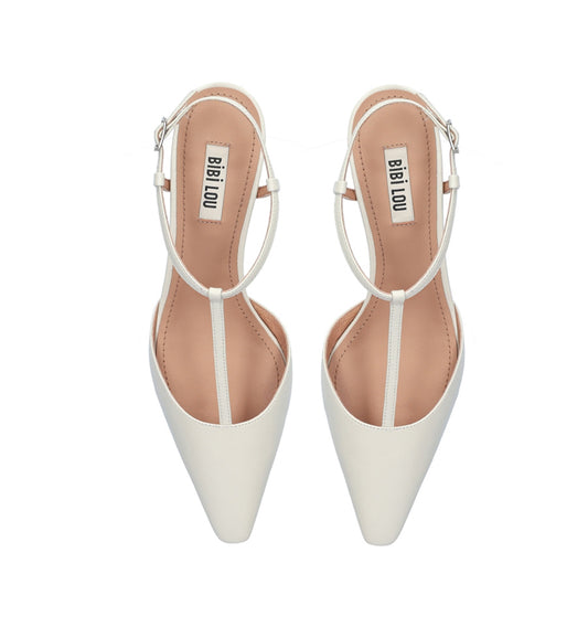 NINA Destalonado tira "T" en piel blanco