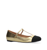 Bailarina con tira "T" en piel oro