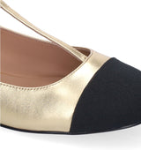 Bailarina con tira "T" en piel oro