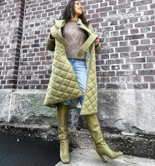 Bota recta en piel verde