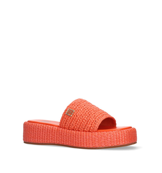 PEND Sandalia pala en rafia naranja