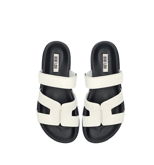MINDY Bio con velcro de piel blanco-hueso