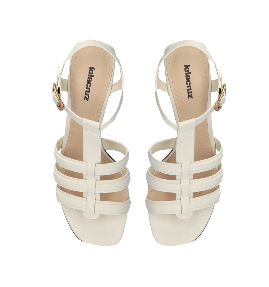 GALA Sandalia tres tiras en blanco-hueso