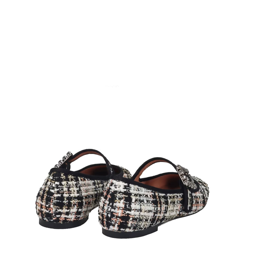 Merceditas bailarina en tweed negro