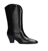 Bota con caña media en piel negro