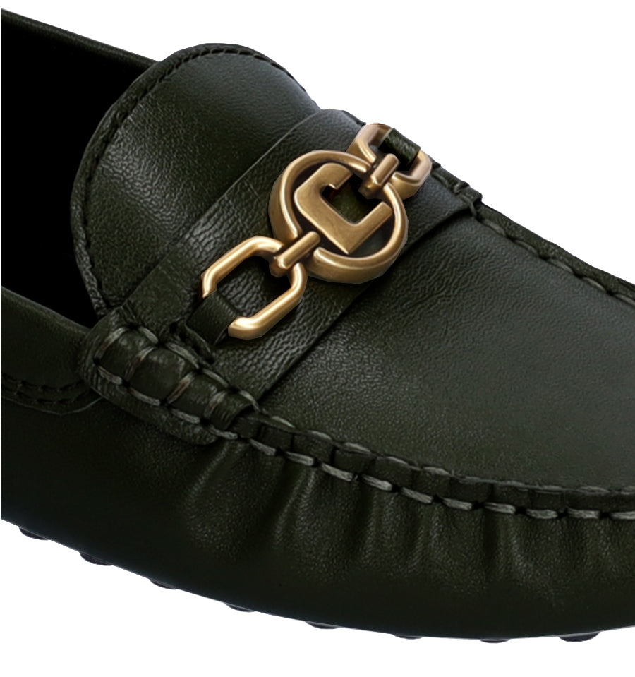Mocasín con adorno en piel negro