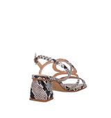 Sandalia con circulo cristal en serpiente