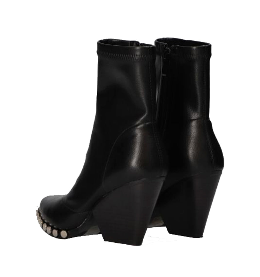 KANSAS Botín cowboy con tachas en stretch negro