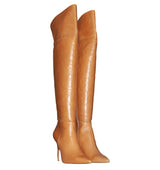 Mosquetera de tacón medio/alto en piel camel-c