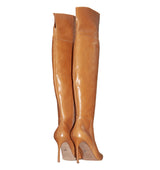 Mosquetera de tacón medio/alto en piel camel-c