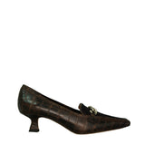 Mocasín con cadena combi piel/pony en marron