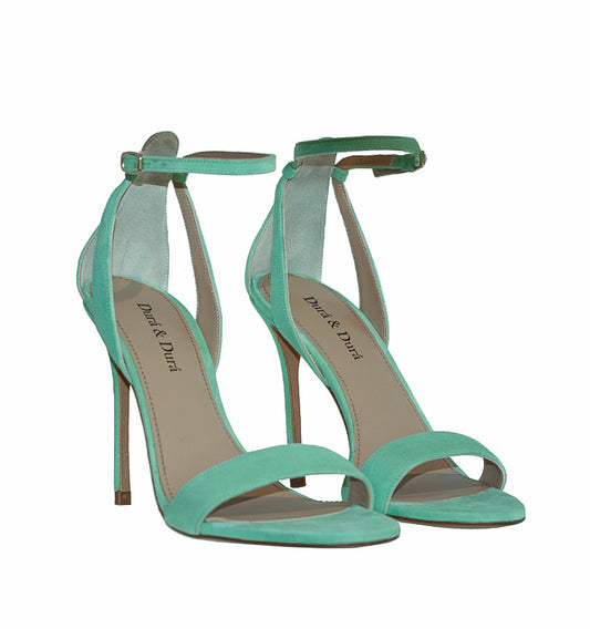 Sandalia alta con talón en verde-agua
