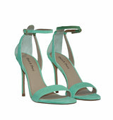 Sandalia alta con talón en verde-agua