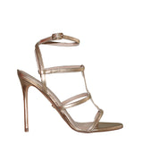 Sandalia de piel color champán con tiras cruzadas