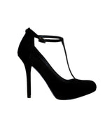 Zapato "T" con plataforma interna en ante negro