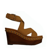 Cuña con tiras cruzadas en camel