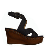 Cuña con tiras cruzadas en azul-marino