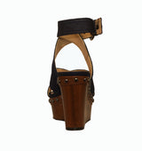 Cuña con tiras cruzadas en azul-marino