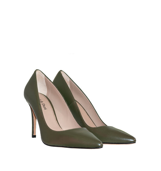 SUSAN-Stiletto medio/alto en piel kaki