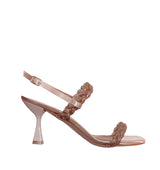 Sandalia dos tiras en cristal nude