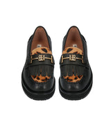 TINA Mocasín track con flecos combi negro