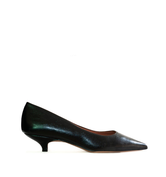 Salón kitten-heel en piel negro