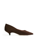 Salón kitten-heel en ante marrón