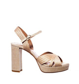 Sandalia con plataforma en rafia oro