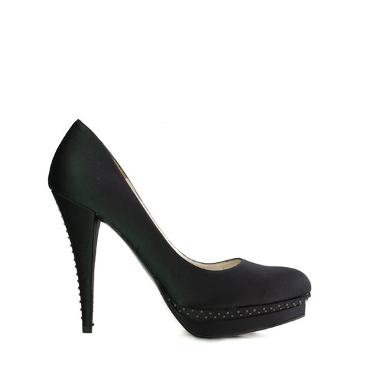 FH280-Salón plataforma con tachas en raso negro