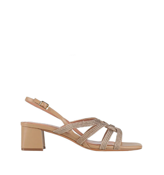 MAE Sandalia tiras rafia en camel
