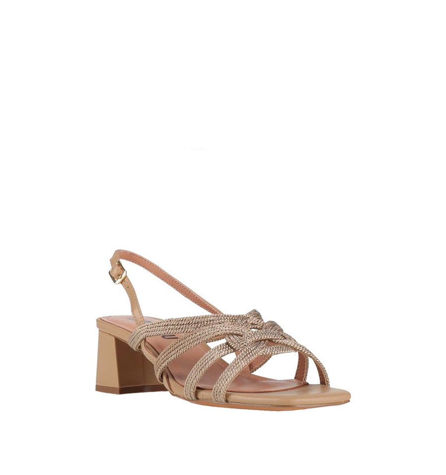 MAE Sandalia tiras rafia en camel