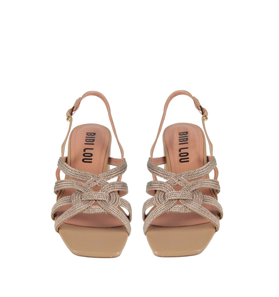 MAE Sandalia tiras rafia en camel