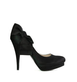 Salón plataforma con lazo lateral en raso negro