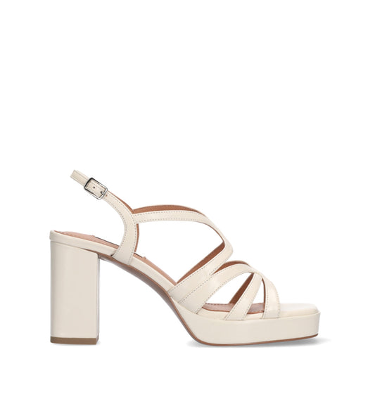 LAURENCE Sandalia plataforma en piel blanco