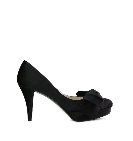 FH302-Salón plataforma con lazo en raso negro